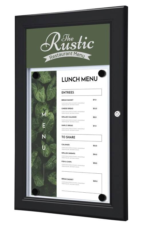 SHOWDOWN Menubord Magnetisch A4 Wandmontage met Schroeven Afsluitbaar 29 (B) x 47,7 (H) cm Zwart