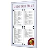SHOWDOWN Menubord Magnetisch A4 Wandmontage met Schroeven Afsluitbaar 50,5 (B) x 77,9 (H) cm Zilver