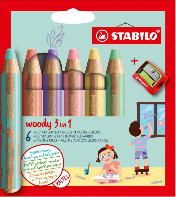 STABILO Woody 3 in 1 Kleurpotloden Kleurenassortiment 8806-3 6 Stuks