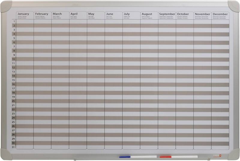 DESQ Jaarplanner Magnetisch 90 (B) x 60 (H) cm Metaal Wit