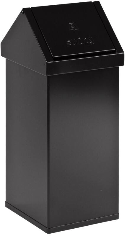 DutchDesign Carro-Swing Prullenbak met tuimeldeksel 55 L Zwart Aluminium