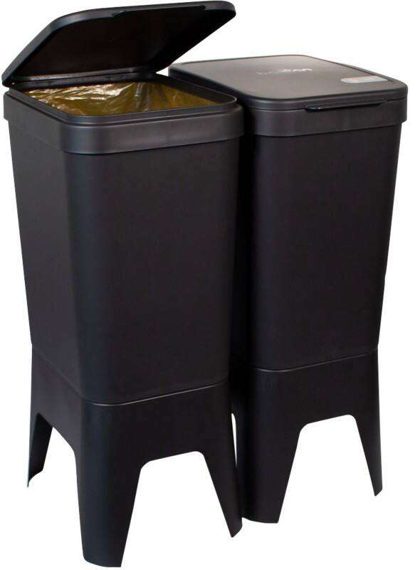 bonton Gerecycled polypropyleen Prullenbak 40 L 30 (B) x 41(D) x 76 (H) cm Grijs Bonton