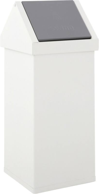 DutchDesign Gepoedercoat aluminium Prullenbak 55 L 30 (B) x 30 (D) x 77 (H) cm Wit