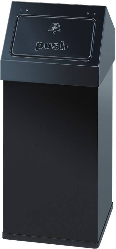 DutchDesign Carro-Push Prullenbak 55 l Zwart Gepoedercoat aluminium