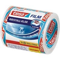 tesa Plakband tesafilm crystal clear Transparant 15 mm (B) x 10 m (L) PP (Polypropeen)  3 Stuks