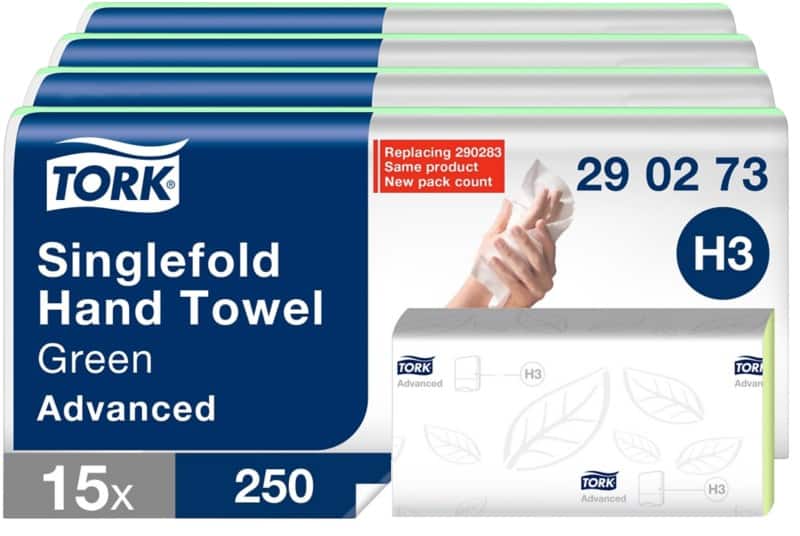 Tork Advanced  Papieren handdoeken H3 V-vouw Groen 2-laags 290273 15 Stuks à 250 Vellen