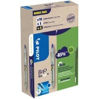 Pilot B2P Ecoball Balpen Blauw 0.4 mm Medium Kegelvormig Navulbaar Recycled 20 Stuks