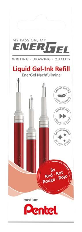 Pentel EnerGel Roller-navulling 0,4 mm Rood 3 Stuks