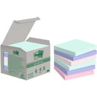 Post-it Recycled Sticky Notes Kleurenassortiment Pastel 76 x 76 mm 100 Vellen Pak van 6