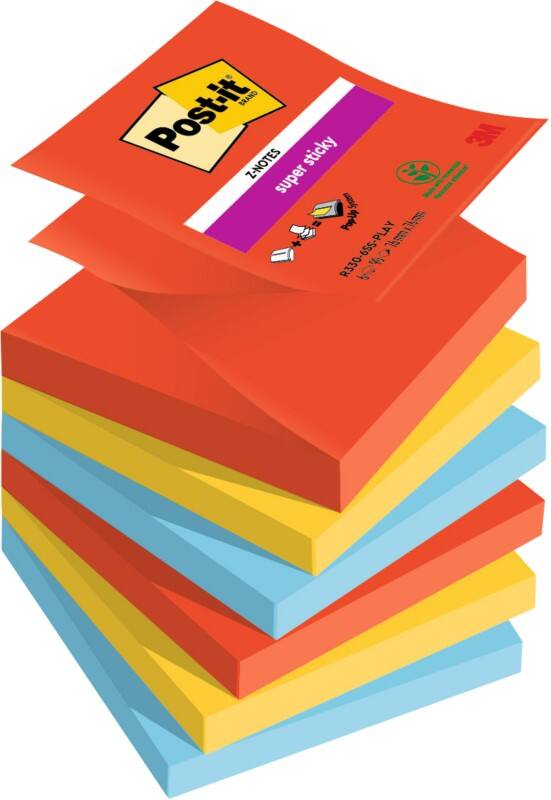 Post-it Sticky Notes Playful 76 x 76 mm Kleurenassortiment 90 Vellen Pak van 6