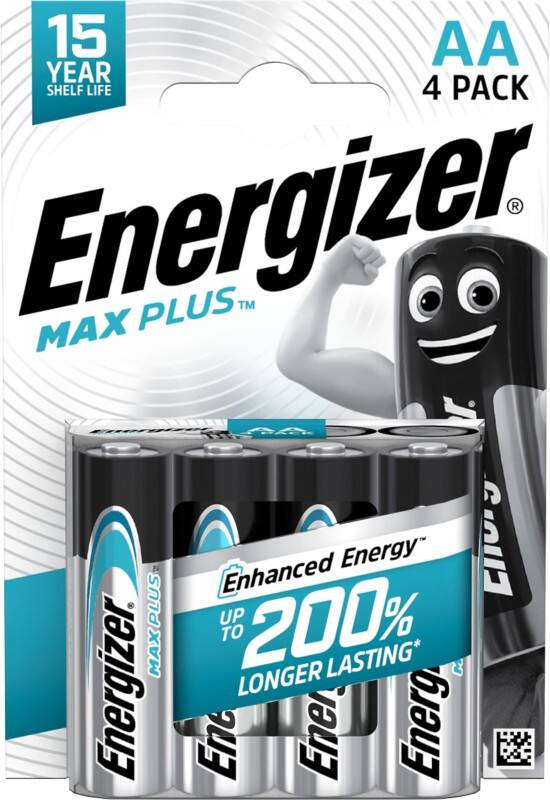 Energizer Batterijen Max Plus AA LR6 2550 mAh Alkaline 1.5 V Pak 4 Stuks