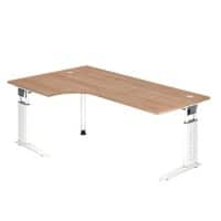 Hammerbacher Vrije vorm Hoogteverstelbaar Bureau Walnoot Hout, metaal Wit 2.000 x 800 x 680 mm