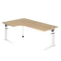 Hammerbacher Hoogteverstelbaar Bureau Vrije vorm Eiken Hout, metaal Wit C-Voet 2.000 x 800 x 680 mm