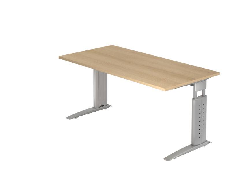 Hammerbacher VUS Hoogteverstelbaar Bureau Rechthoekig Eiken C-Voet 1,600 (B) x 800 (D) x 860 (H) mm Spaanplaat, Staal