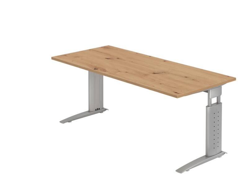 Hammerbacher VUS Hoogteverstelbaar Bureau Rechthoekig Eiken C-Voet 1,800 (B) x 800 (D) x 860 (H) mm Spaanplaat, Staal