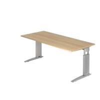 Hammerbacher Hoogteverstelbaar Bureau Rechthoekig Eiken Hout, metaal Zilver C-Voet 1.800 x 800 x 680 mm