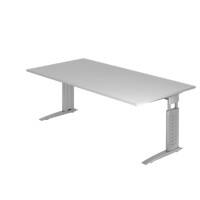 Hammerbacher Rechthoekig Hoogteverstelbaar Bureau Hout, metaal Zilver 2.000 x 800 x 680 mm US2E Grijs, zilver