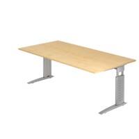 Hammerbacher Bureau US2E 200X100CM Ahorn, zilver