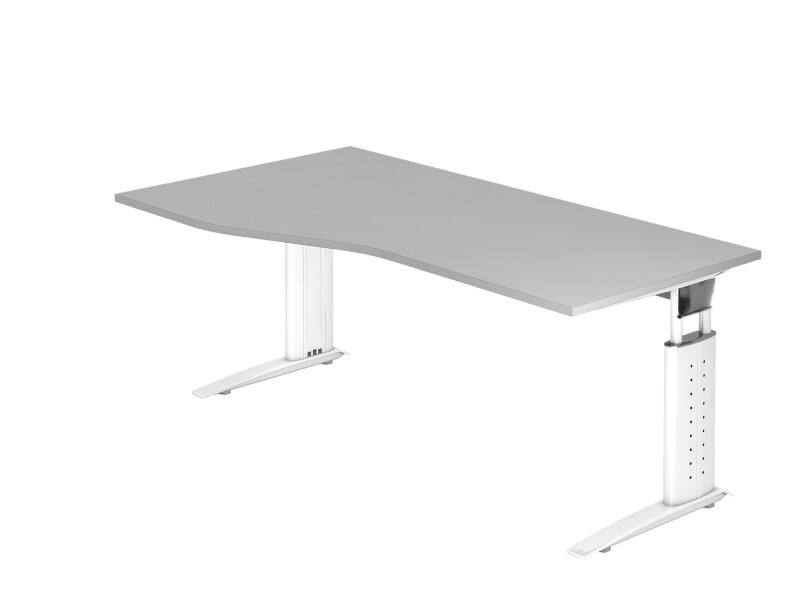 Hammerbacher VUS Hoogteverstelbaar Bureau Vrije vorm Grijs C-Voet 1,800 (B) x 1,000 (D) x 860 (H) mm Spaanplaat, Staal