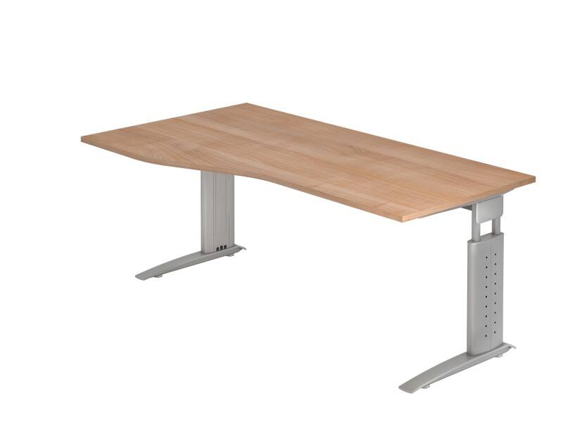 Hammerbacher VUS Hoogteverstelbaar Bureau Vrije vorm Walnoot C-Voet 1,800 (B) x 1,000 (D) x 860 (H) mm Spaanplaat, Staal