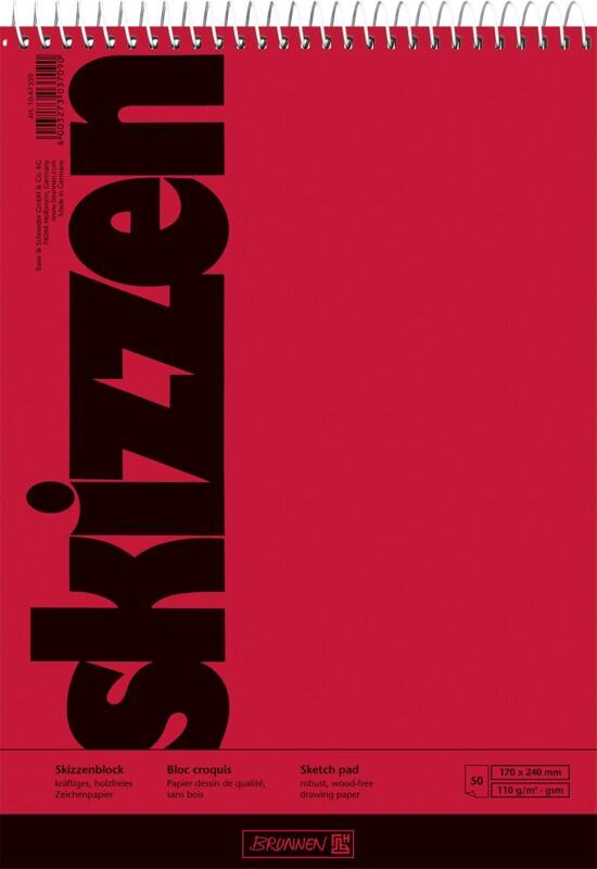 BRUNNEN Schetsblok 110 g/m² Speciaal Mat Rood