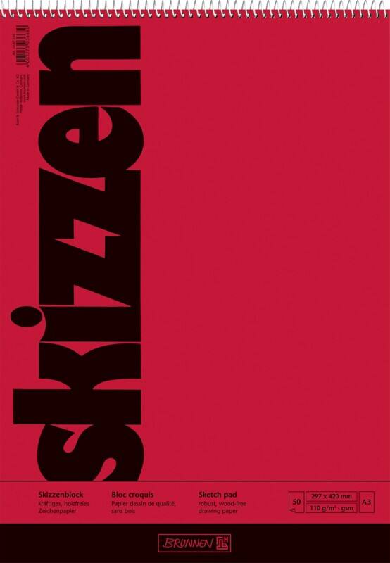 BRUNNEN Schetsblok A3 110 g/m² Spiraal Rood 50 Vellen