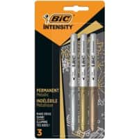 BIC Intensity 944033 Permanentmarker Medium Ronde punt 1,2 mm Kleurenassortiment 3 Stuks