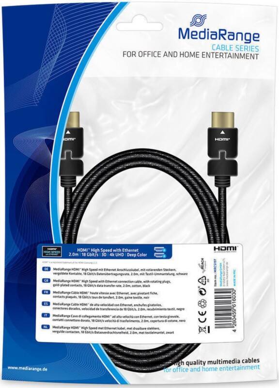 MediaRange HDMI-kabel MRCS197 Zwart