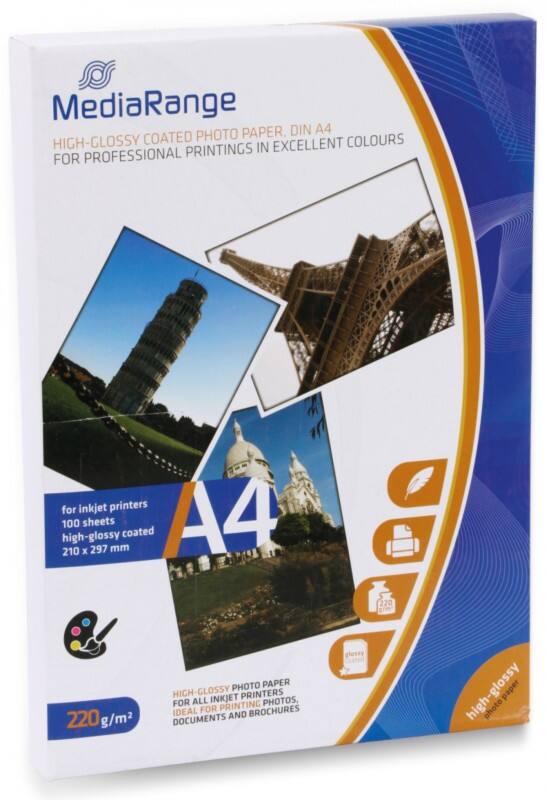 MediaRange Inkjet Fotopapier Glanzend A4 220 g/m² Wit