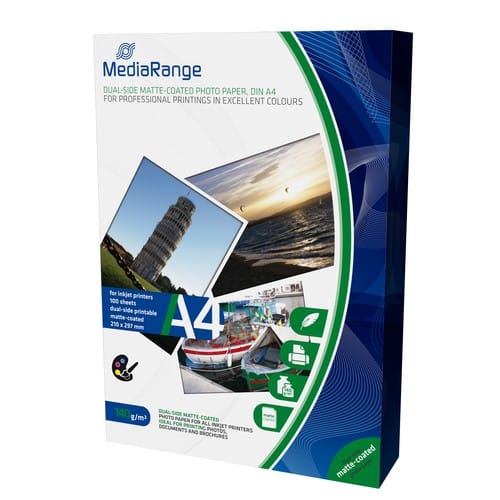 MediaRange Inkjet Fotopapier Mat A4 140 g/m² Wit 100 Vellen