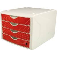 helit Archiefdoos met 4 lades Rood, wit 26.2 cm