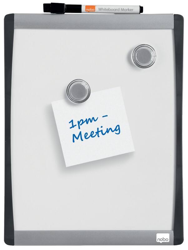 Nobo Mini Wandmontage Magnetisch whiteboard 1903778 Gelakt staal Gebogen frame 215 x 280 mm Wit