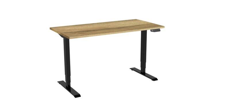 euroseats Zit-sta Zit-sta-bureau Rechthoekig Naturel Eiken T-Voet 1.800 (B) x 800 (D) x 1.275 (H) mm Metaal