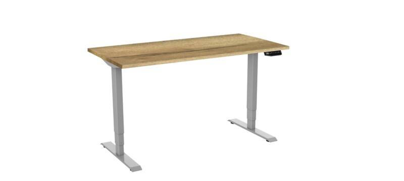 euroseats Zit-sta Zit-sta-bureau Rechthoekig Naturel Eiken T-Voet 1.800 (B) x 800 (D) x 1.275 (H) mm Metaal