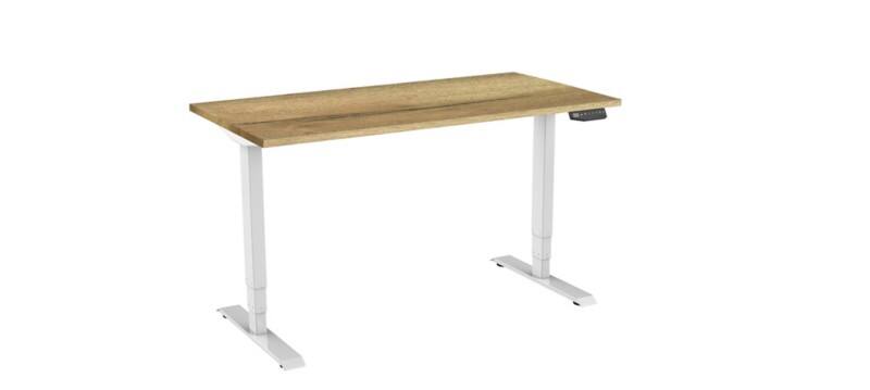 euroseats Zit-sta Zit-sta-bureau Rechthoekig Naturel Eiken T-Voet 1.800 (B) x 800 (D) x 1.275 (H) mm Metaal