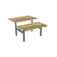 euroseats Dual Bench Zit-sta-bureau Rechthoekig Naturel Eiken H-Frame 1.600 (B) x 800 (D) x 1.305 (H) mm Metaal