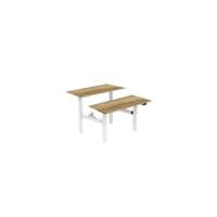 euroseats Dual Bench Zit-sta-bureau Rechthoekig Naturel Eiken H-Frame 1.600 (B) x 800 (D) x 1.305 (H) mm Metaal