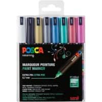 POSCA Metallic PC-1MR Permanent Lakmarker Kleurenassortiment Extra Fijn Kalligrafie 0,7 mm 8 Stuks