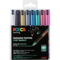 POSCA POSCA PC-1MR Lakmarker Kleurenassortiment Extra Fijn Ronde punt 0,7 mm 8 Stuks