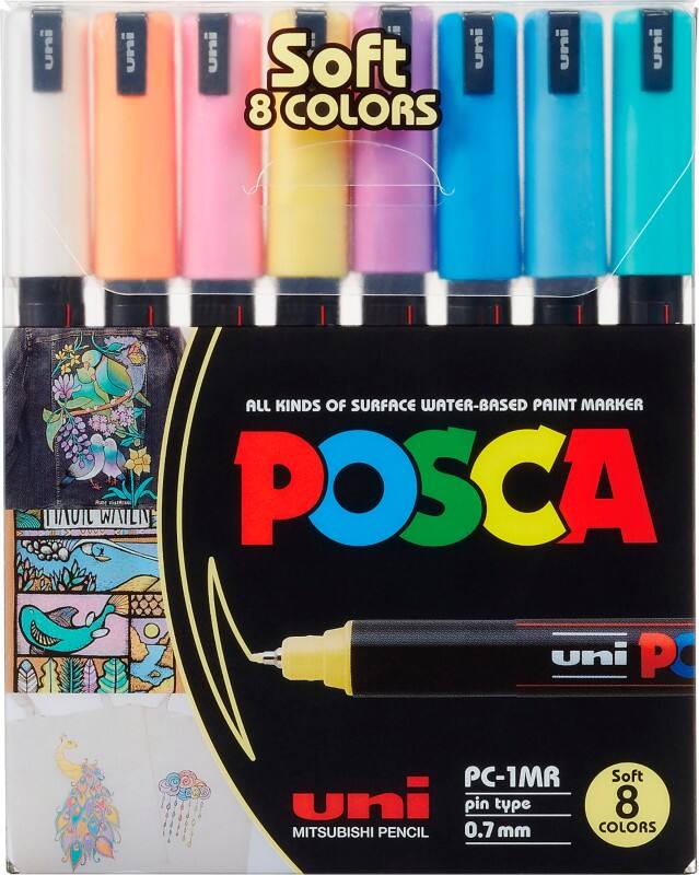 POSCA POSCA PC-1MR Lakmarker Kleurenassortiment Extra Fijn Ronde punt 0,7 mm 8 Stuks