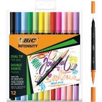 BIC Intensity Dual Pastel Viltstiften 0,7 mm Intensity kleurenassortiment Pak van 12 stuks
