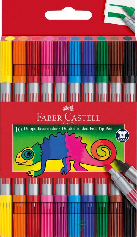 Faber-Castell Dubbelzijdig Niet-permanent Viltstift Kleurenassortiment Viltstift 1,3 - 5 mm 10 Stuks
