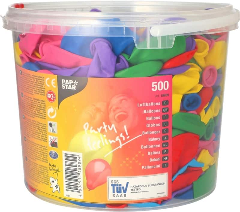 PAPSTAR Ballonnen Latex 12 x 13,5 cm Kleurenassortiment 500 Stuks