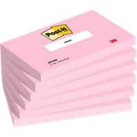 Post-it Post-it Notes Gekleurde memoblaadjes 127 x 76 mm Blanco Roze 655-PNK 100 6 Stuks à 100 Vellen