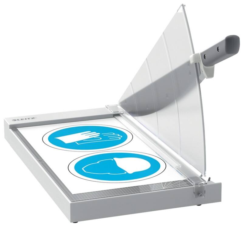 Leitz Precision Office Snijmachine 9022 A3 420 mm Stalen Snijblad Premium Snijoppervlak van Glas EdgeGlow Licht Grijs 15 Vel