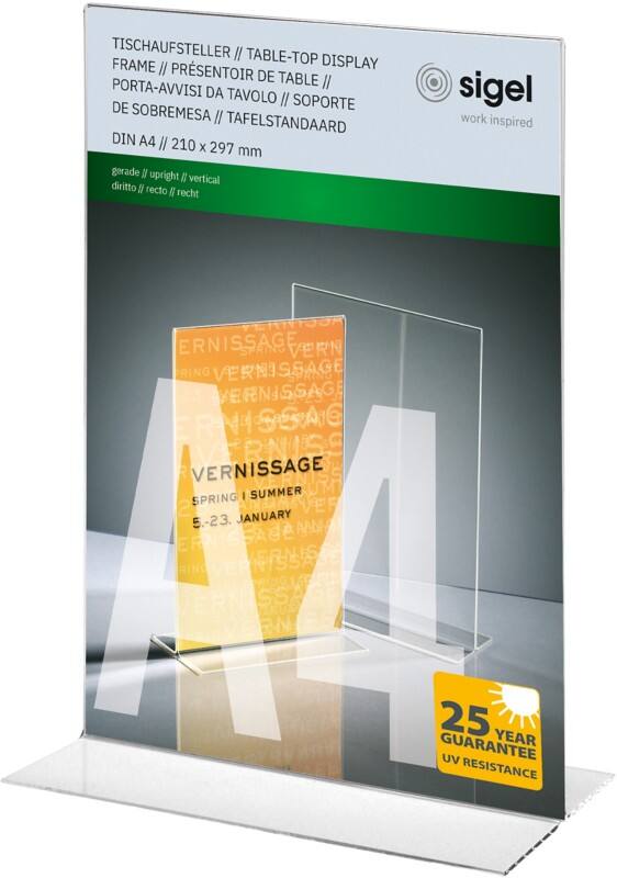 Sigel Bordhouder A4 T-vorm 21 (B) x 8,5 (D) x 30 (H) cm Transparant