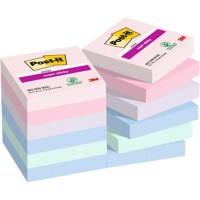 Post-it Super Sticky memoblaadjes 48 x 48 mm Blauw, groen, lavendel, roze Vierkant Blanco 12 blokken van 90 vel