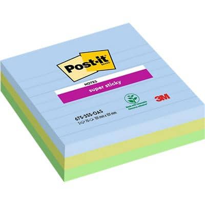 Post-it Oasis Super Sticky Notes 101 x 101 mm Kleurenassortiment 3 Stuks à 70 Vellen