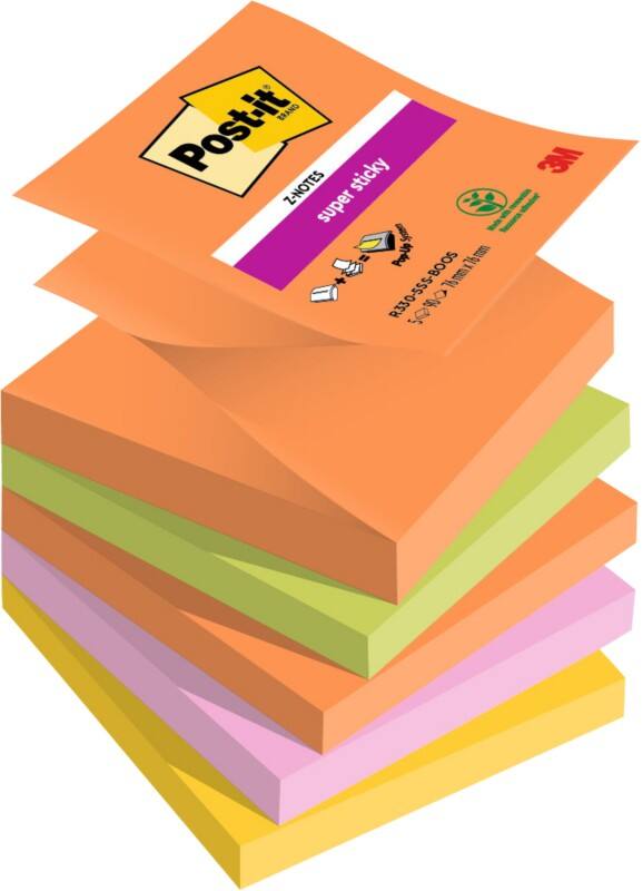 Post-it Sticky Z-Notes Boost Kleurenassortiment 90 Vellen Pak van 5