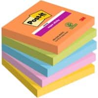 Post-it Super Sticky Notes 76 x 76 mm Kleurenassortiment 90 Vellen Pak van 5